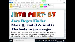 JAVA PART - 87| Regex Finder| Find()| Start()|End()& Group() Methods (@EnhanceCodeLearning