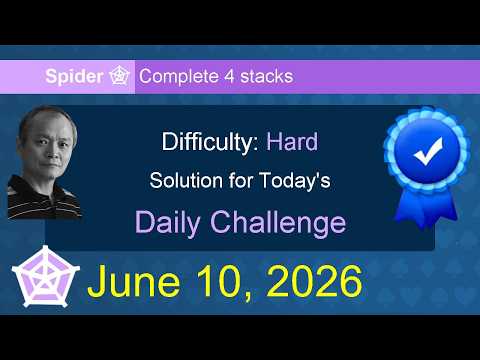 Microsoft Solitaire Collection: Spider - Hard - June 10, 2026