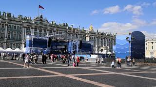 Дворцовая площадь, подготовка к концерту ВМФ РОССИИ . г. Санкт Петербург. июль 2023 г