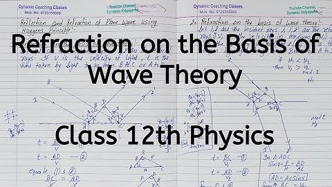 Refraction on the basis of Wave Theory, Chapter 10, Wave Optics, Class 12 Physics