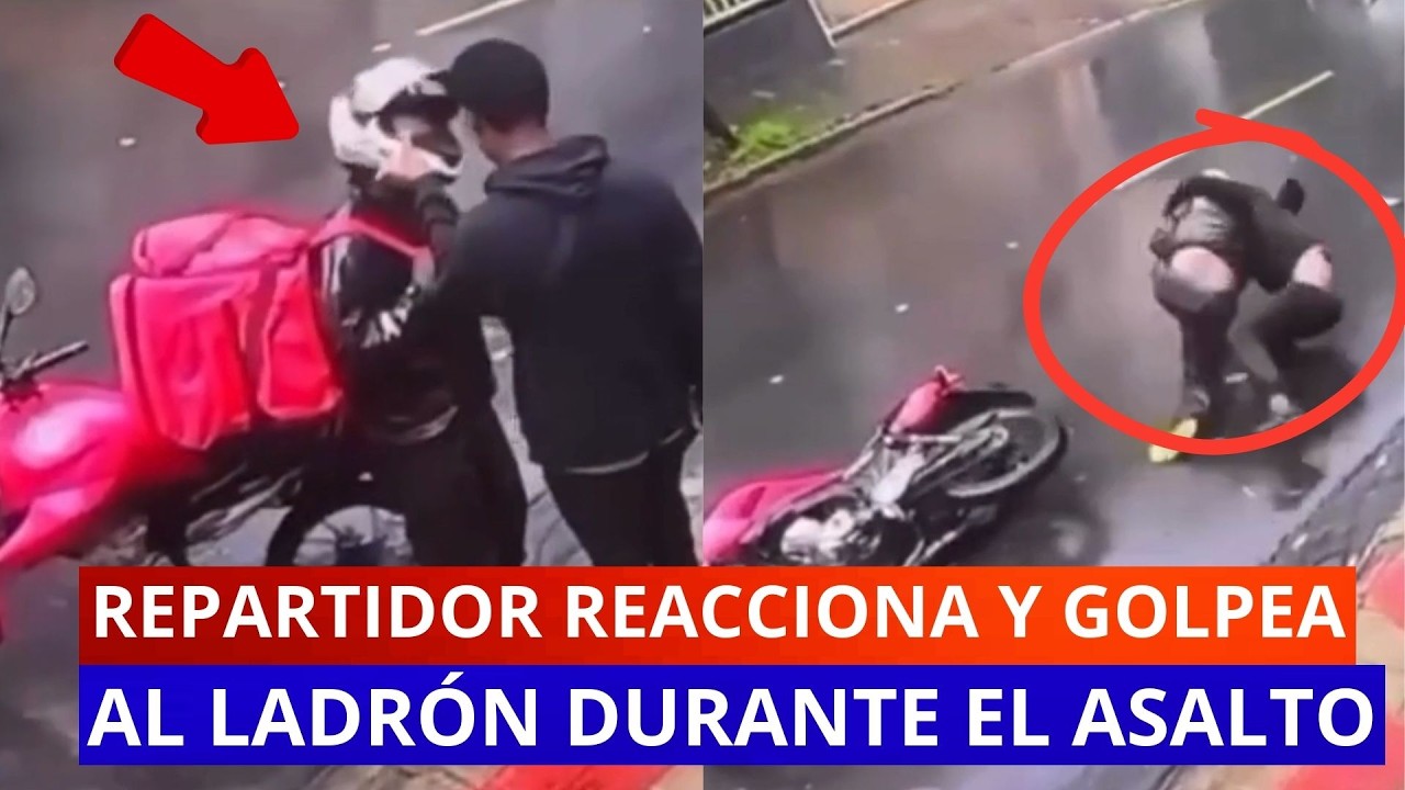 REPARTIDOR REACCIONA Y LE DA UNA DURA LECCIÓN AL LADRÓN | REACCIONES INESPERADAS EN ASALTOS