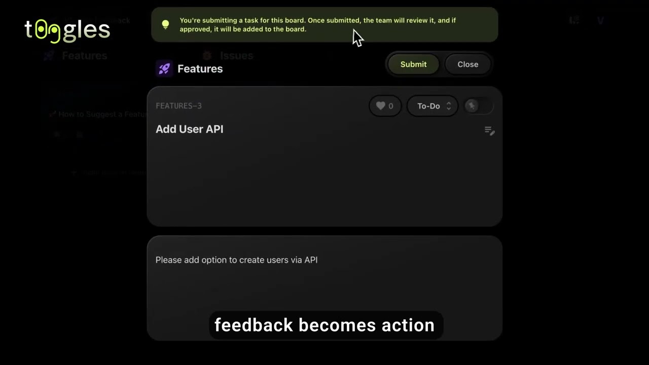 Public boards with t0ggles