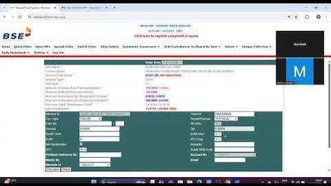 BSE Star MF -  Lumpsum Purchase and Redemption Order