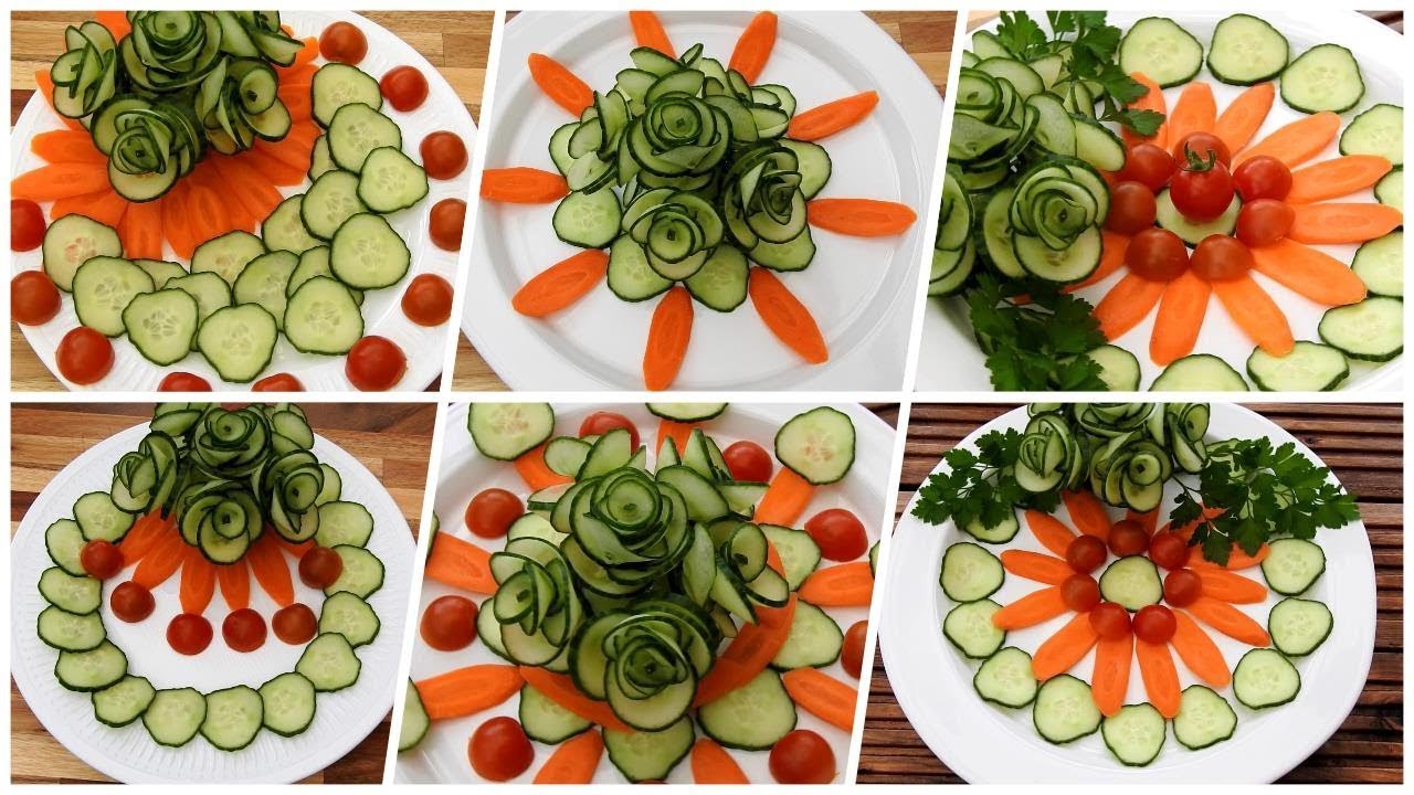 5 Beautiful Super Salad decoration Cucumber Rose Carving Garnish