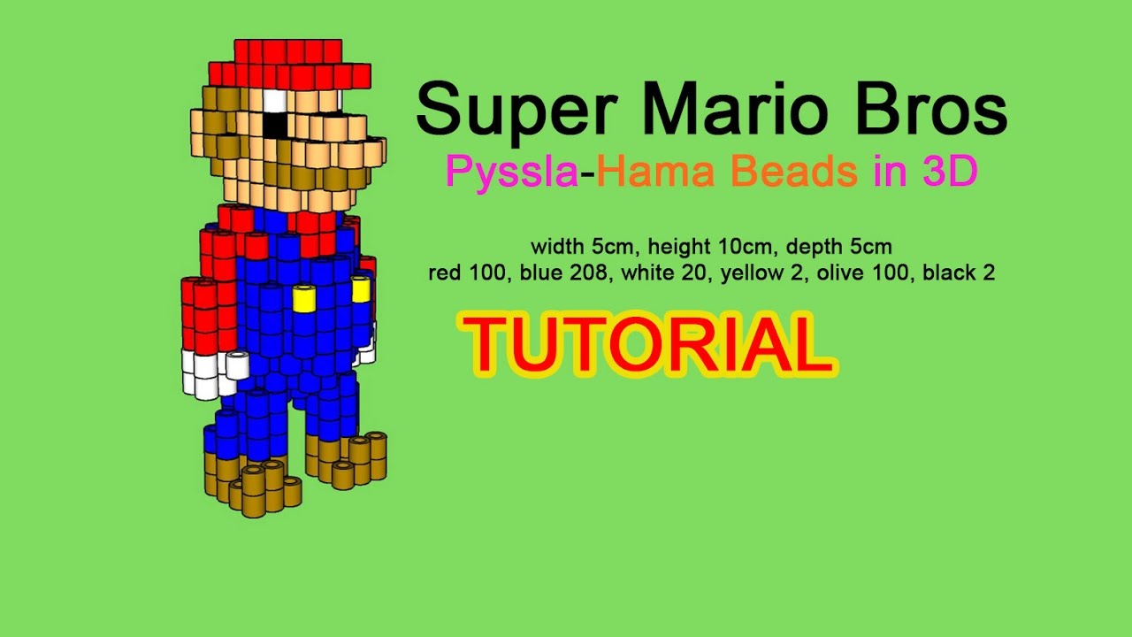 Tutorial Super Mario Bros in 3D con le Pyssla Hama Beads perline da stirare  
