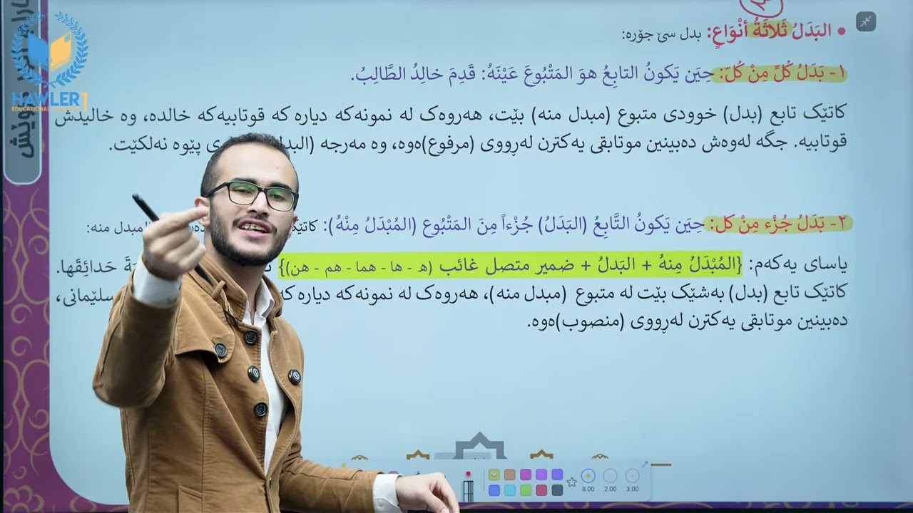 عەرەبی 11 - مروان مقصود لەک - الوحدة الثانية - وانەی ده - البدل 1