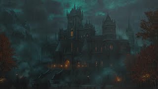 No Ads | Spooky Haunted Castle Ambience 👻🌩️ | Rainstorm, Thunder & Eerie Halloween Night