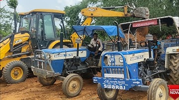 Jcb 3dx Eco Xpert Backhoe Machine Loading Red Mud In Swaraj 843 XM and  mahindra Tractor | Jcb Video