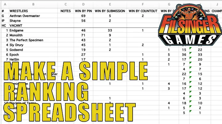 MAKE A SIMPLE RANKING SPREADSHEET Champions of the...