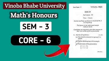 SEM - 3 | CORE - 6 | Maths Honours | Vinoba Bhave University | #vbuhazaribagh
