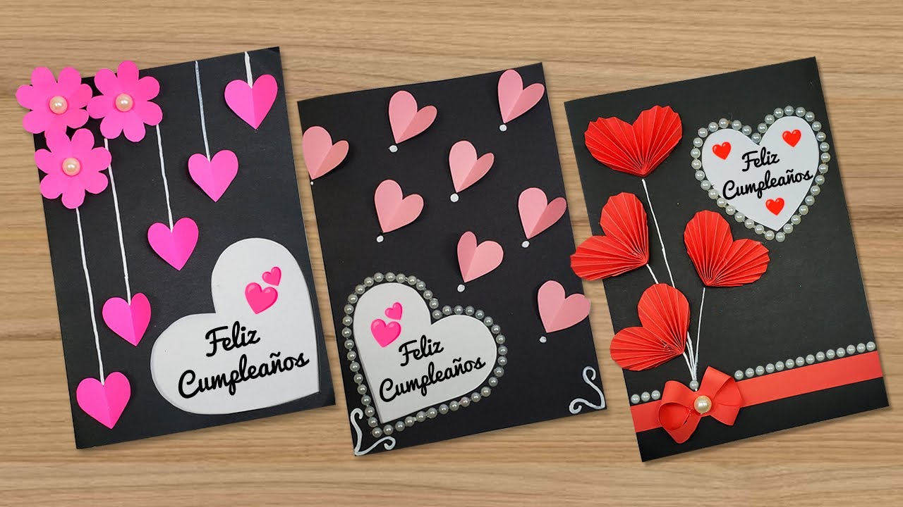 🌺 DIY 3 Tarjetas de cumpleaños 🥰 Beautiful Handmade Birthday card 🥳