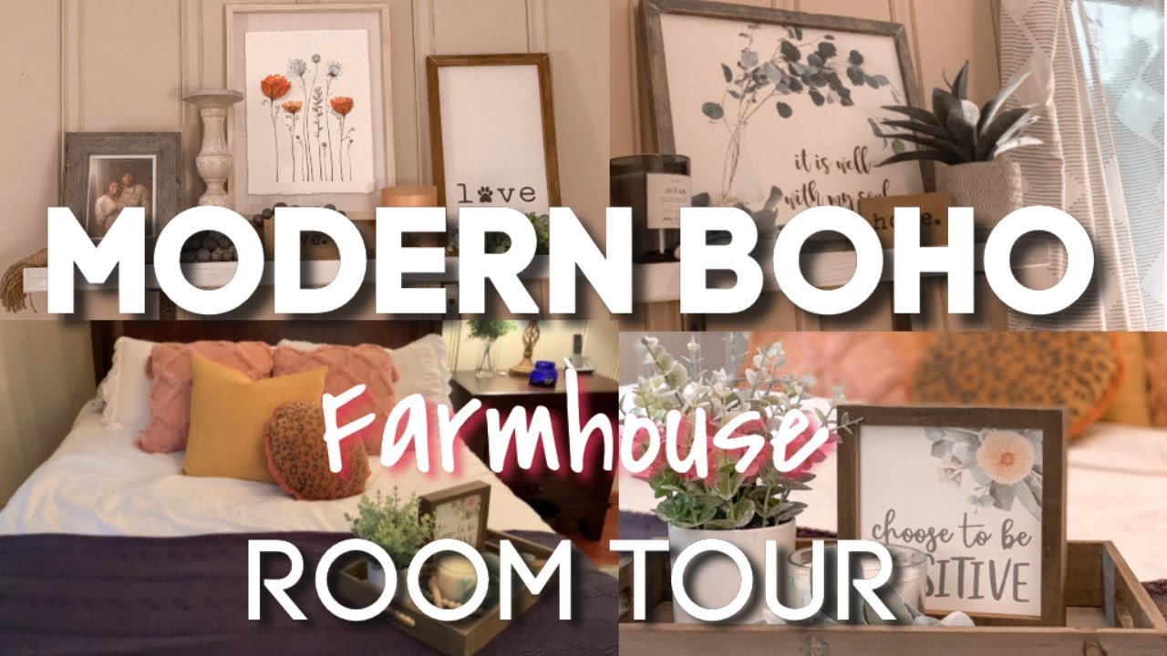Modern Boho Farmhouse Bedroom Tour 2020 Boho Bedroom Ideas Updates Boho Farmhouse Decor Youtube