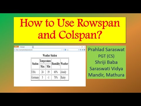 How to use Rowspan and Colspan in Table