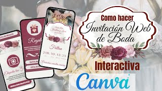 Como hacer  paso a paso invitación de boda digital interactiva con Cuenta Regresiva  en Canva gratis