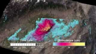 This animation shows, in exaggerated terms, how the surface of
southern central valley california deformed from period 2007 to 2011.
interferometr...