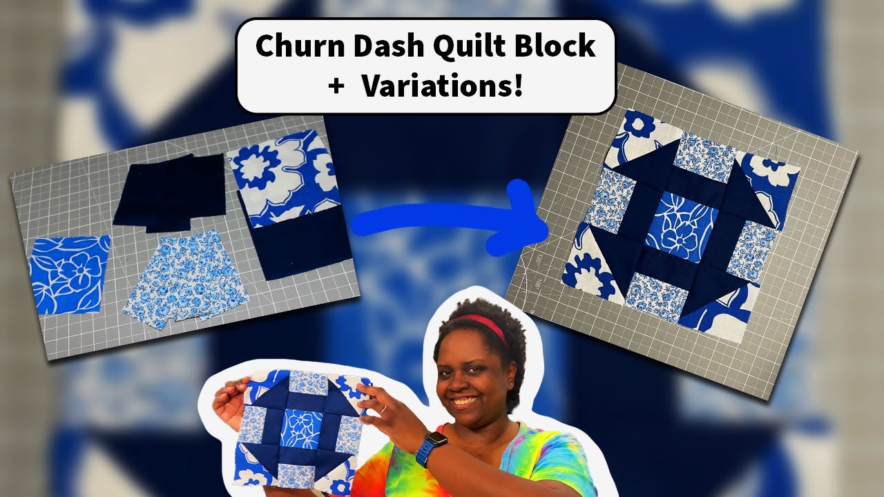 Let's make the Churn Dash Scrap Fabric Quilt Block | An Easy and Simple ...