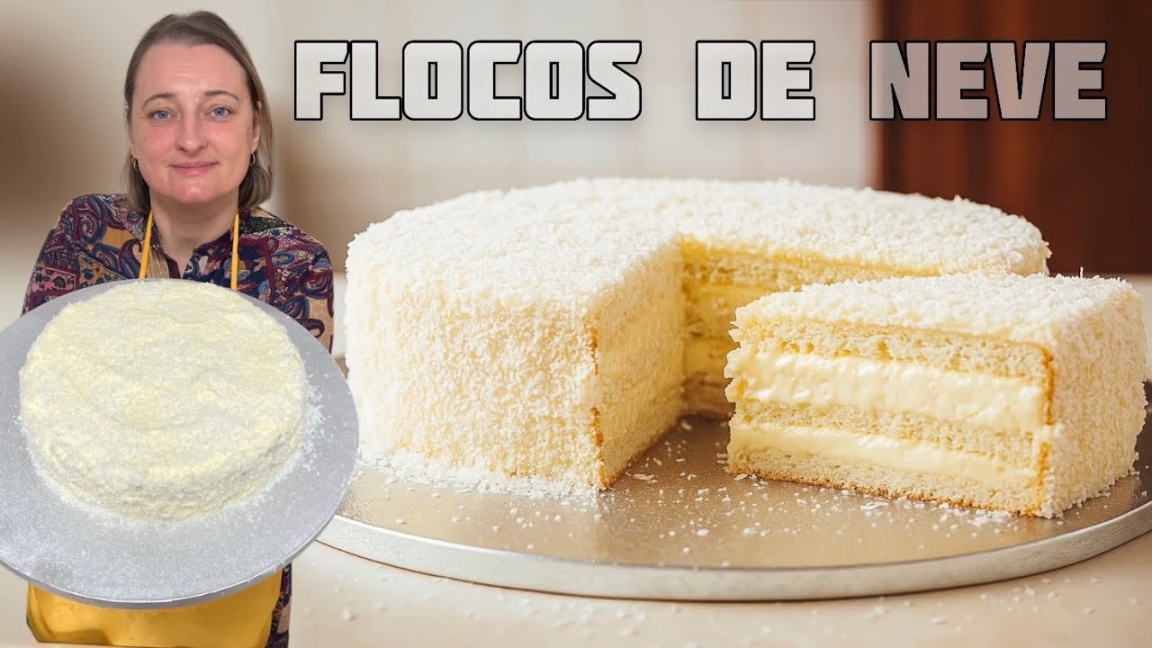 Receita BOLO FLOCOS de NEVE! Delicioso e fácil de fazer 