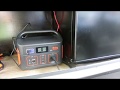 Running a compressor-type mini-fridge in the RV while traveling.