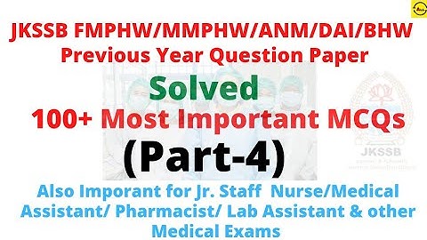 JKSSB FMPHW/MMPHW/ANM/BHW Previous Question paper fully solved || Part 4 || A must watch || impt.