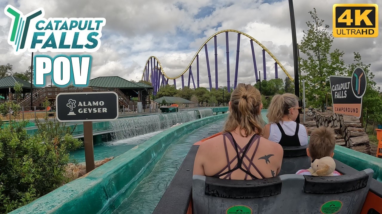 Catapult Falls POV (Back, 4K 60FPS), SeaWorld San Antonio Intamin Log Flume | Non-Copyright