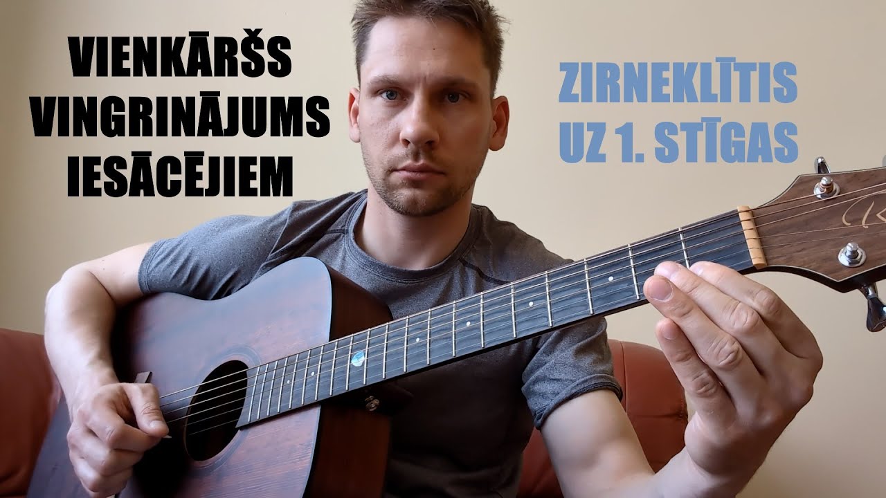 🎸VIENKĀRŠS VINGRINĀJUMS IESĀCĒJIEM | Zirneklītis uz 1. stīgas | Ģitārspēles nodarbība