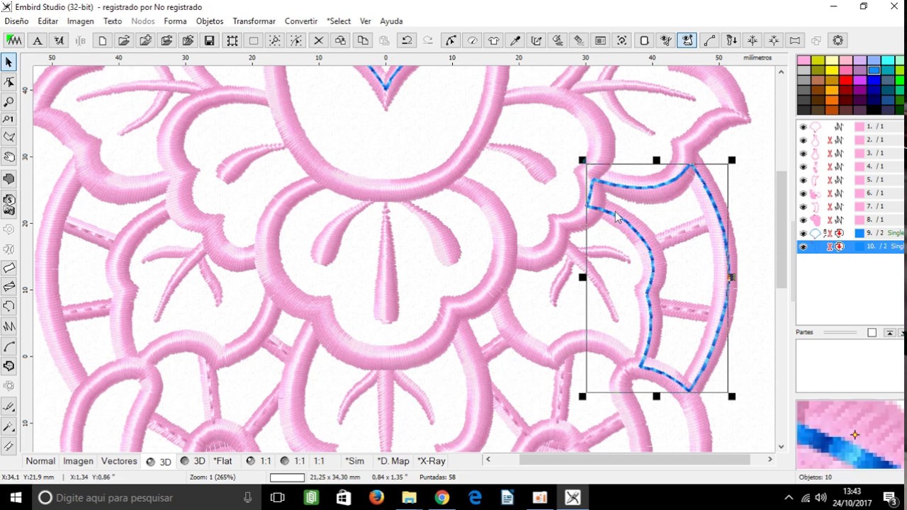 Programando área de corte no rechillieu - embird 2015