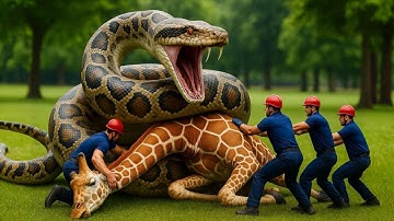 Heroic Rescue Team Fights Giant Python to Save Trapped Giraffe 🐍🦒 | Real Wildlife Drama |The wild TV