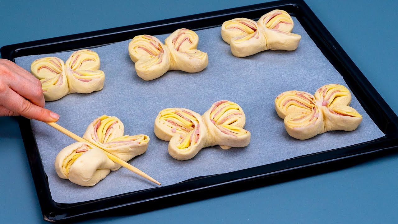 Butterflies made of puff pastry and 3 simple ingredients! Appetizer for ...