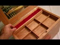 Cherry jewelry box with secret latch and hidden compartments