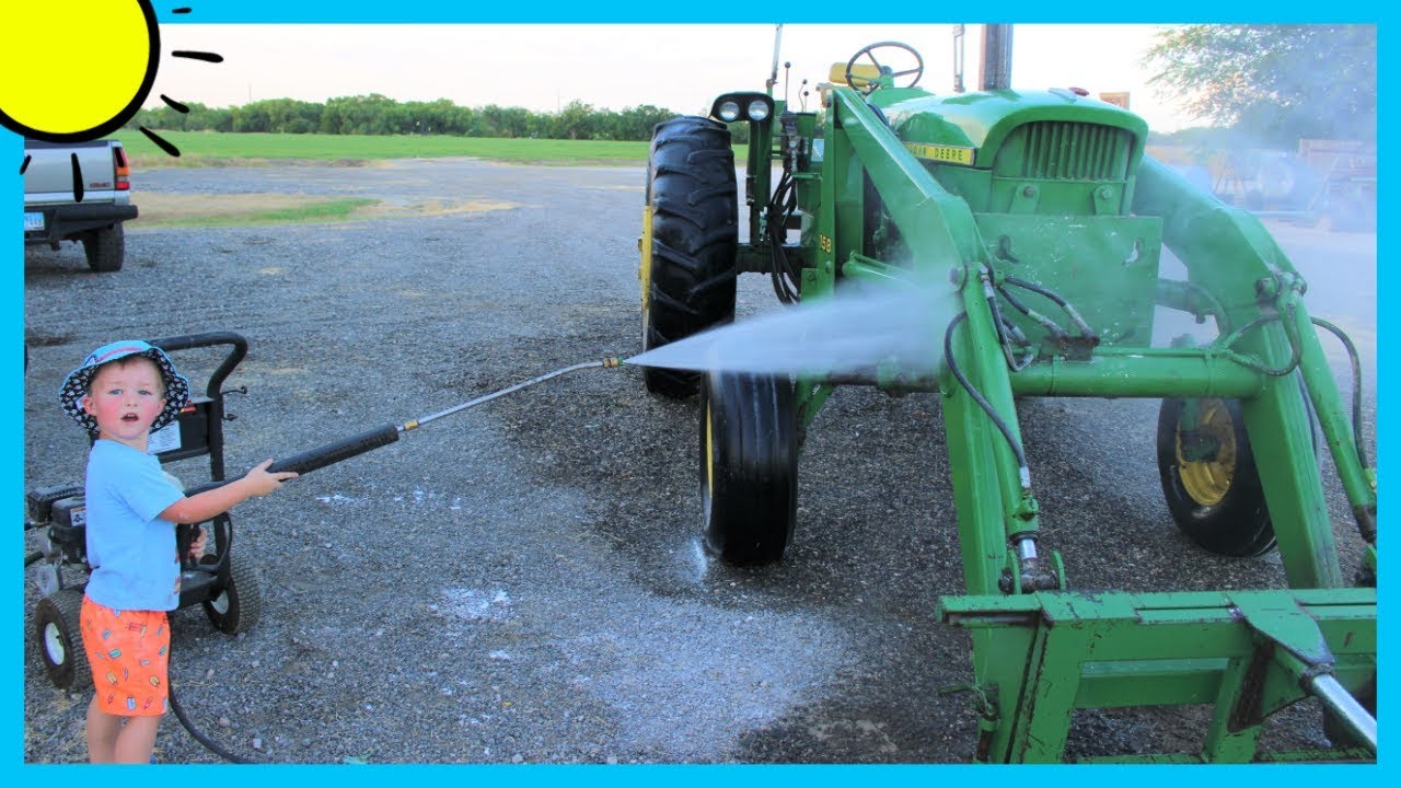 Washing tractors | Tractors on the farm for kids