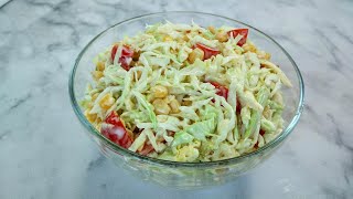 Готовлю уже целую неделю! Вкусный салат из свежей капусты, помидоров и кукурузы. Рецепты из капусты.