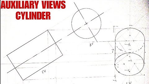 Auxiliary projection of a cylinder Engineering Drawing