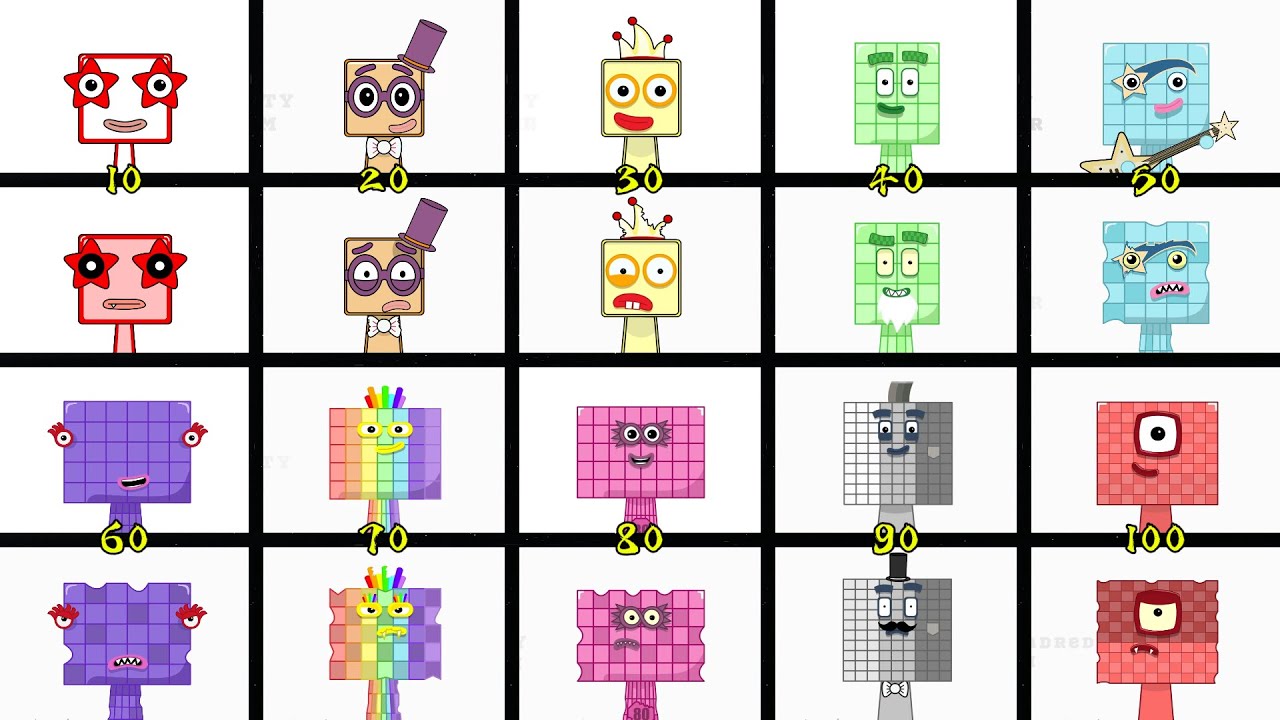 My Sprunki OC: Number Blocks 10, 20, 30, 40, 50 to 100 (Ten, Twenty, Thirty, Forty to One Hundred)