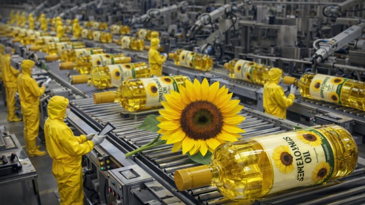 How Sunflower Oil Is Made | Inside the Largest Sunflower Oil Factory (Full Production Process)