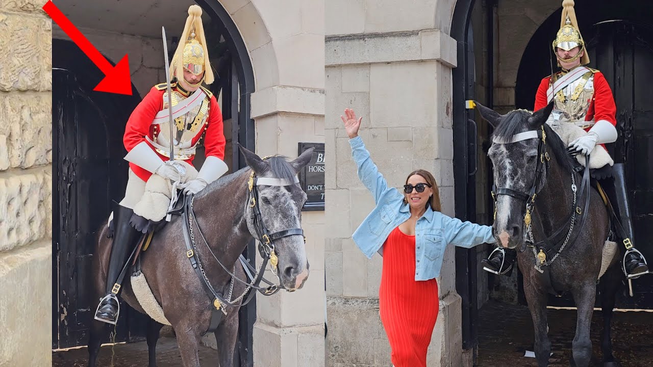 Guard Stands in the Stirrups to Help His Horse Pee YouTube
