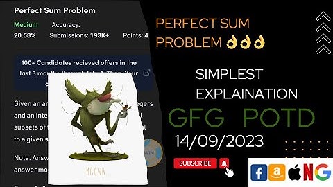 Perfect Sum Problem | gfg potd today | POTD | GFG Problem of the Day | C++ |  @CodeThurst