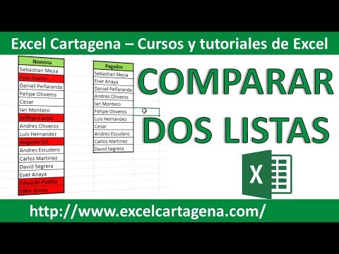Comparar dos listas con Excel