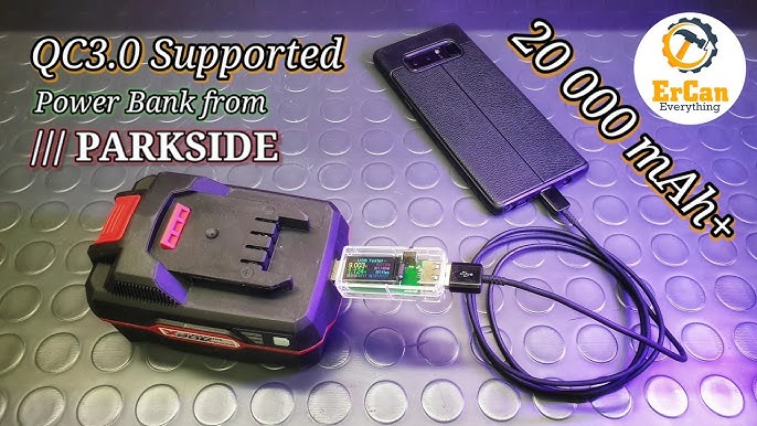 Parkside Cordless Battery Adaptor with Light PAA 20 Li B2 POWER BANK -  YouTube