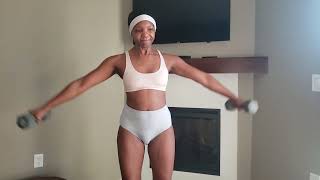 Wearing Oversized Granny Panties Doing Lower Body and Arms Workout