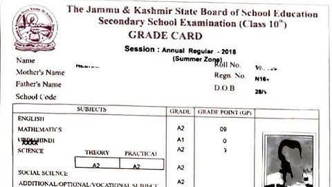 jammu kashmir marksheet specifications, certificate no, registration no, marksheet no, serial no