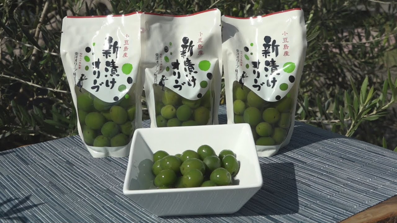 小豆島の「新漬けオリーブ」 10日の販売解禁に向け袋詰め 香川 - YouTube