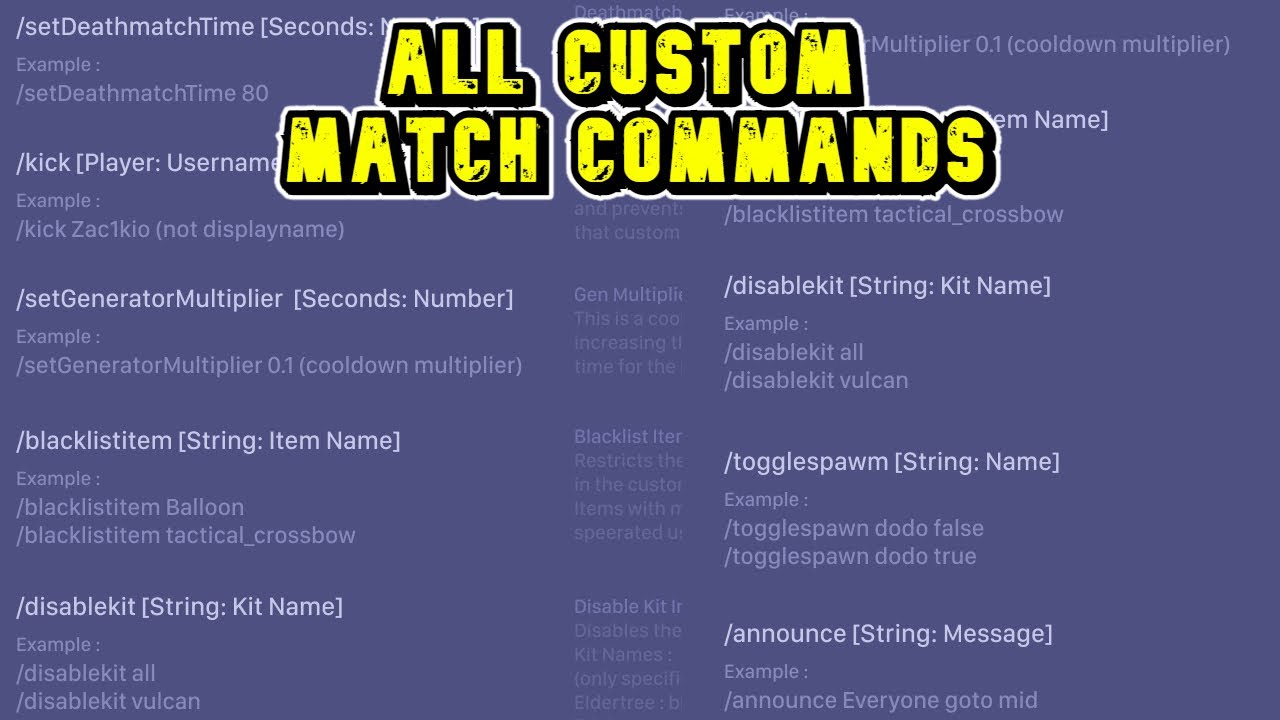 All Custom Match Commands Roblox Bedwars YouTube