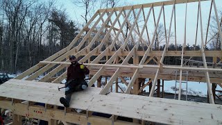 Couple Converts Barn Kit into House  Completing the Frame (#21)