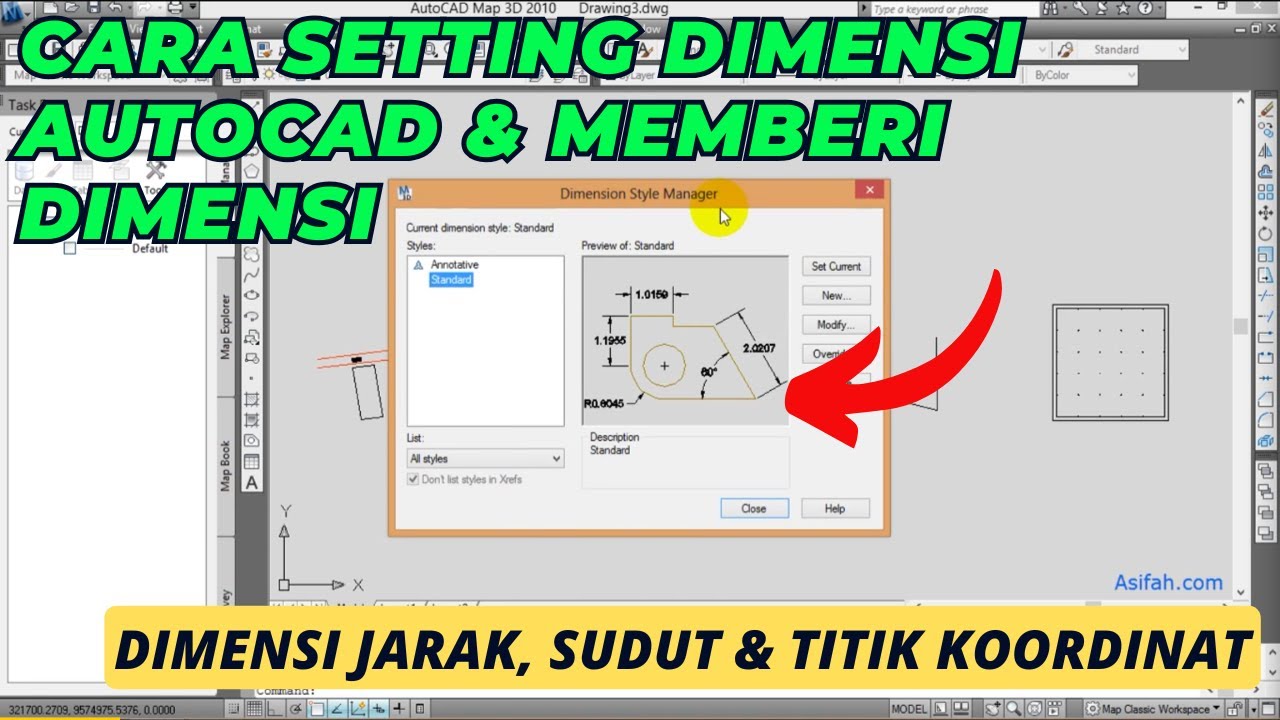 Cara Setting Dimensi AutoCAD Memberi Dimensi Ukuran Sudut Titik