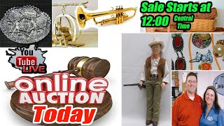 Live 3 hour Auction from Hooked on Pickin' brass, John Wayne doll, crystal, jewelry and much more!