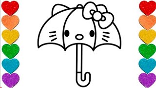 Cute Umbrella Drawing Painting Coloring For kids And Toddlers/Easy Umbrella Drawing.