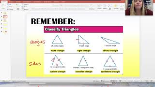 7th grade 7.3 Triangles (classify/missing measurements)