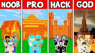 Minecraft: LAVA HOUSE BUILD CHALLENGE - NOOB vs PRO vs HACKER vs GOD Animation