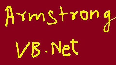 Armstrong Number || VB.NET || Console