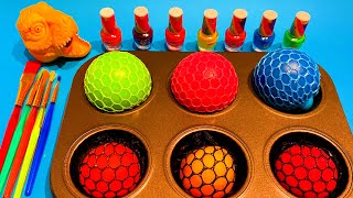 Satisfying Video l How To Make BIG Slime Balls INTO Rainbow Lollipop Candy & Paint Cutting ASMR